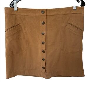 Reitmans Camel Button-Front Mini Skirt